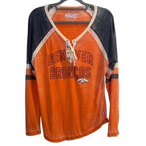 Touch by Alyssa Milano Denver Broncos Lace Up Burnout Raglan Top 2X PLUS